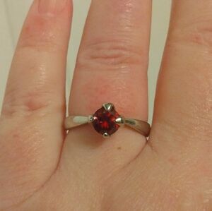 14k White Gold Finish Round Cut Ruby Solitaire Gemstone Ring Size 10